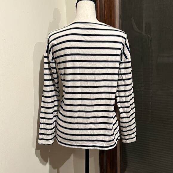 J. Crew | navy blue and white striped tee Size S - Picture 3 of 4